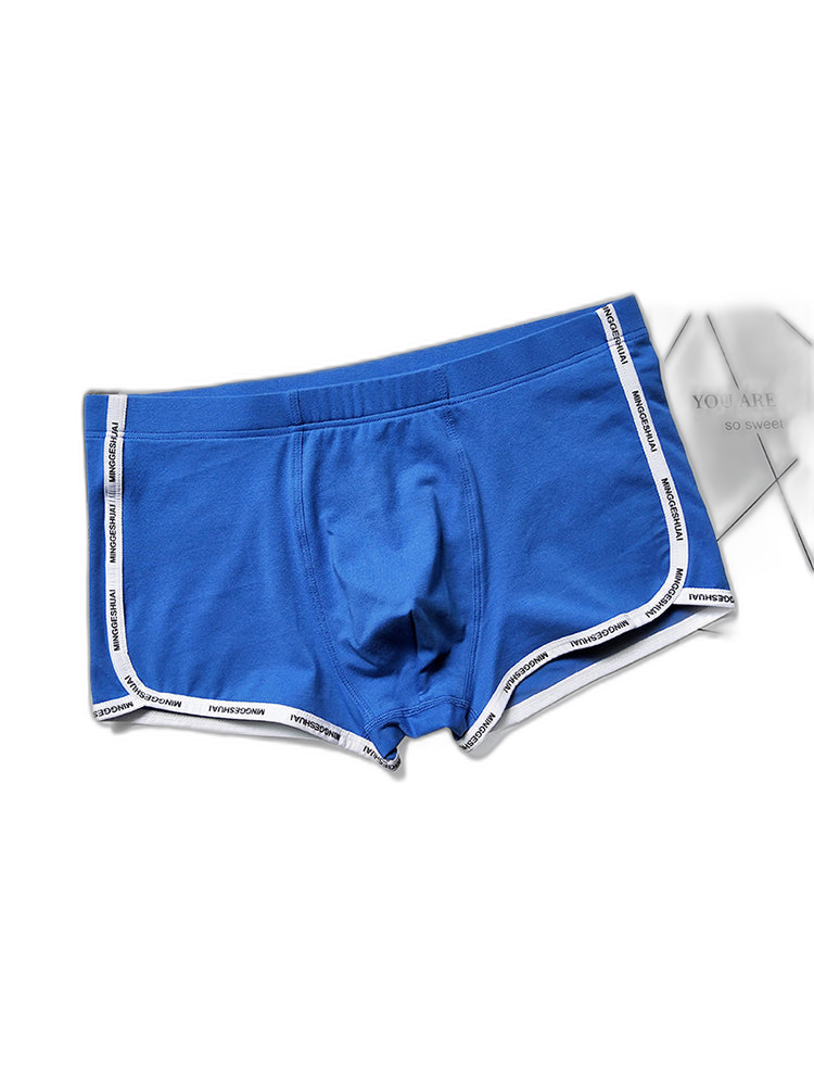 Men’s Letter Trim Applique Cotton Trunks