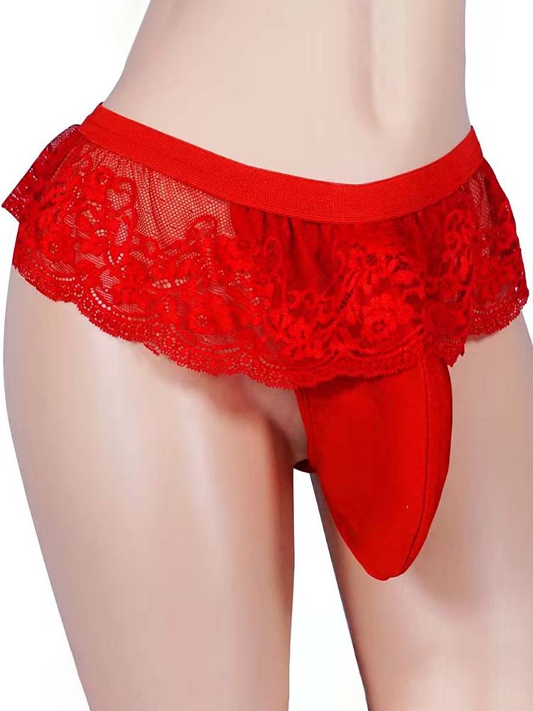 Men's Sexy Lace Skirt Thong