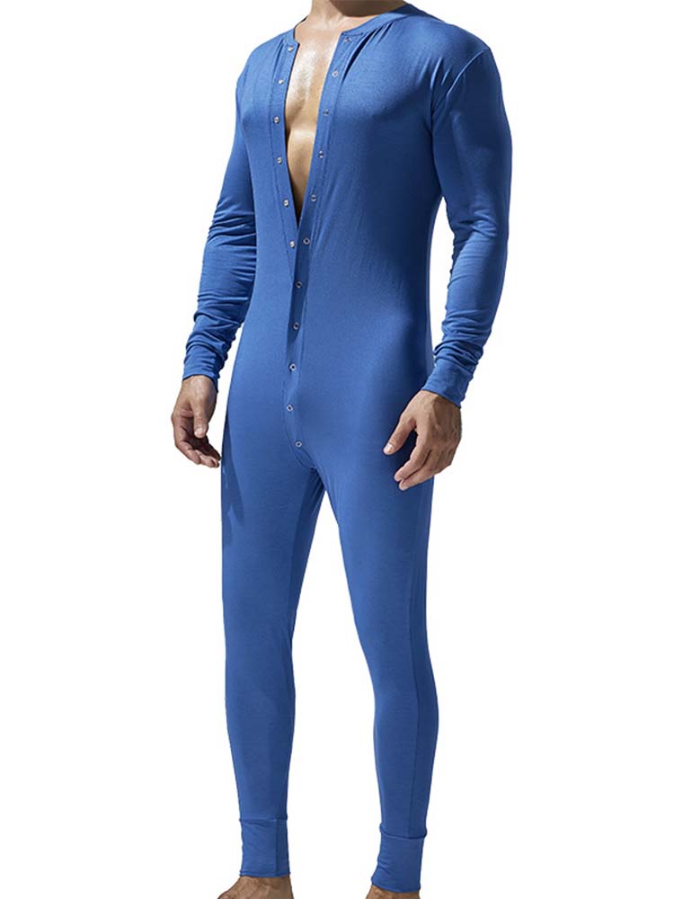 Men's Single Breasted Skinny Crotchless Bodysuit
