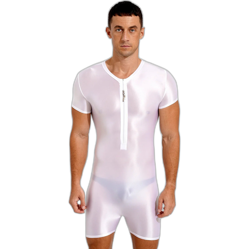 Neon Bold Glossy Zipper Men's Bodysuit