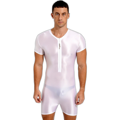 Neon Bold Glossy Zipper Men's Bodysuit