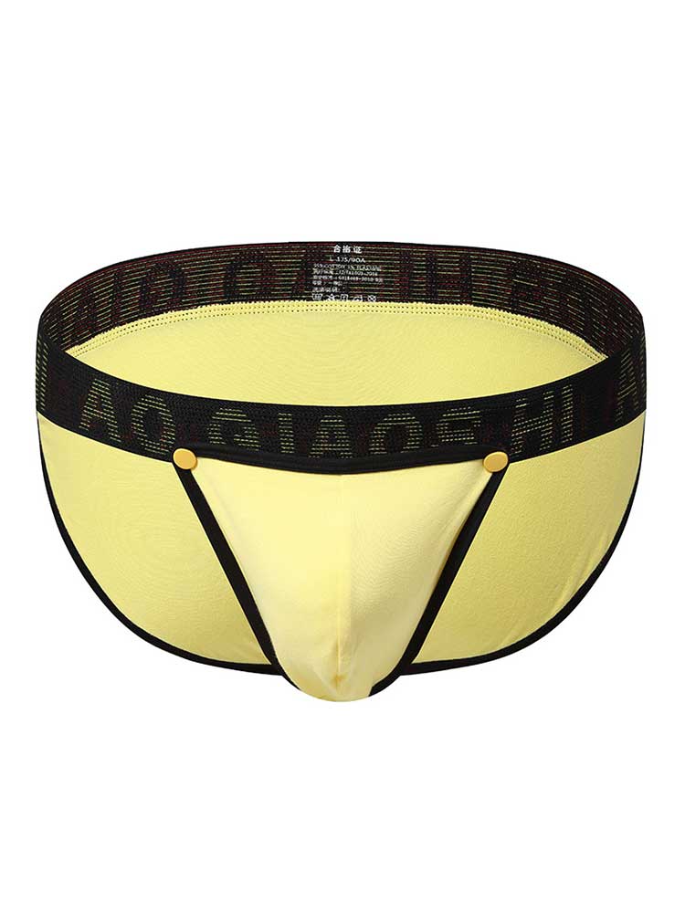 Men's High-Cut Buttons Large Pouch Cotton Briefs