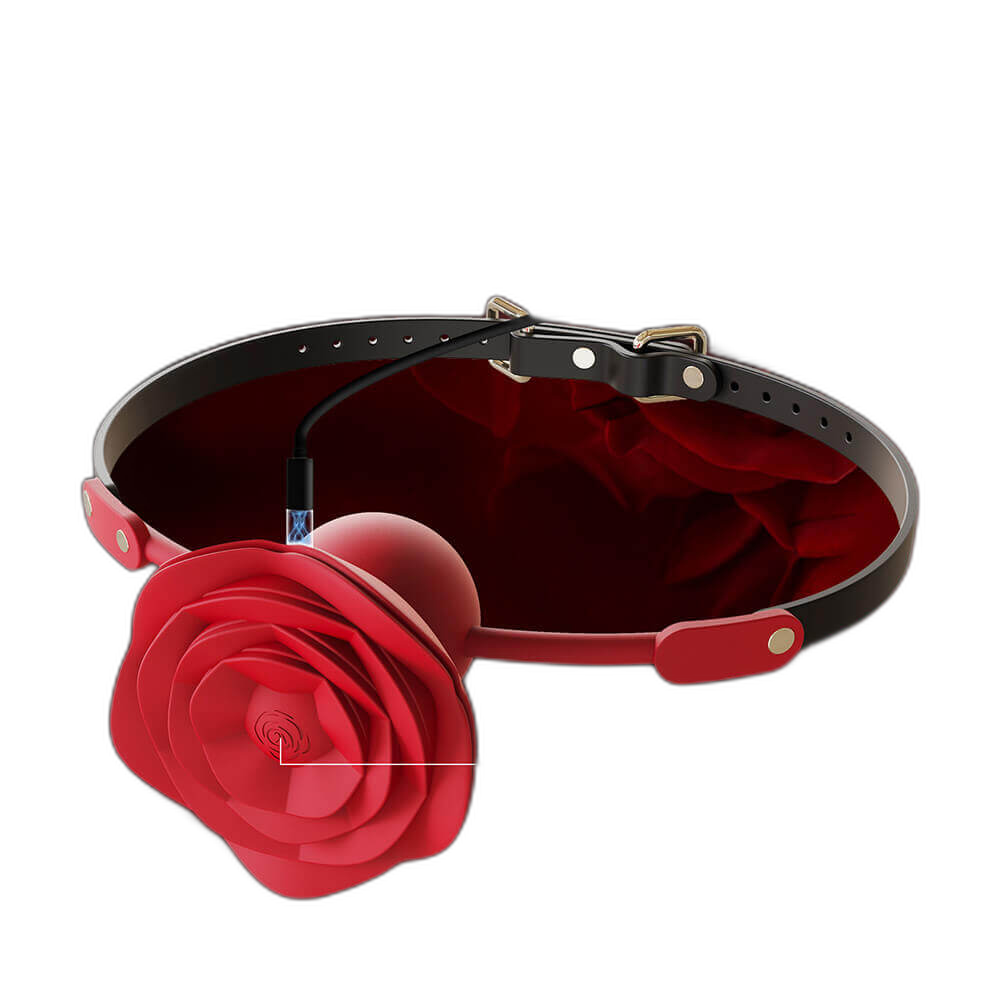 Rose Vibrating Nipple Clamps & Ball Gag Set