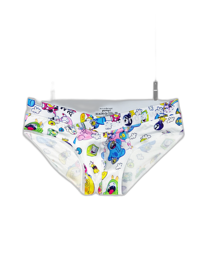 2 Pack Men's Playful Cartoon No-Tag Comfortable and Breathable Briefs