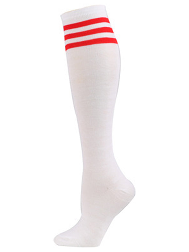 Striped White Crew Sports Socks