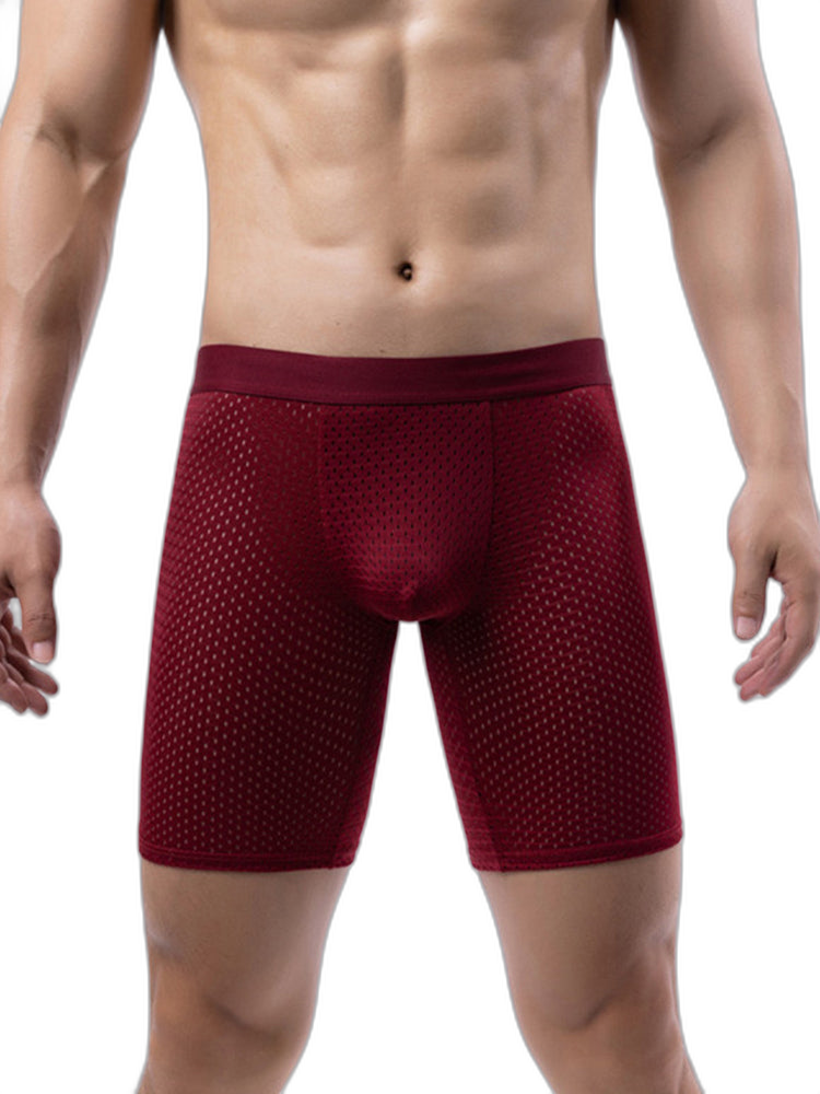 3 Pack Men’s Anti-chafing Mesh Long Boxer Briefs