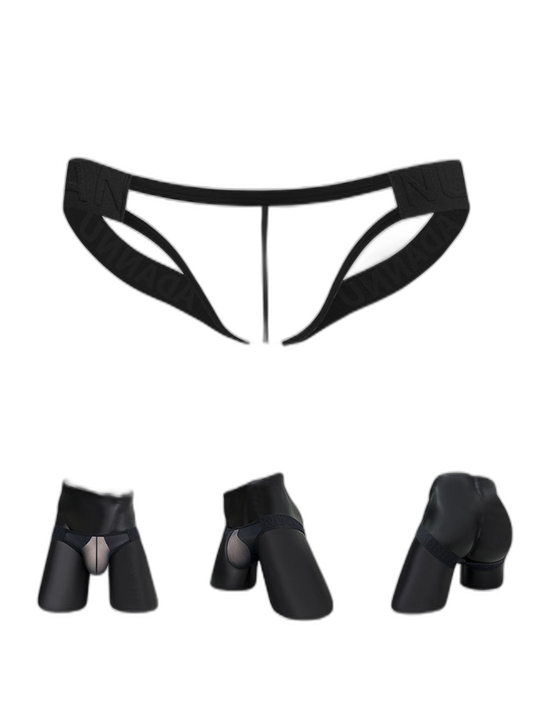 2 Pack Men's Sheer No-Waistband Jockstrap with Textured Pattern