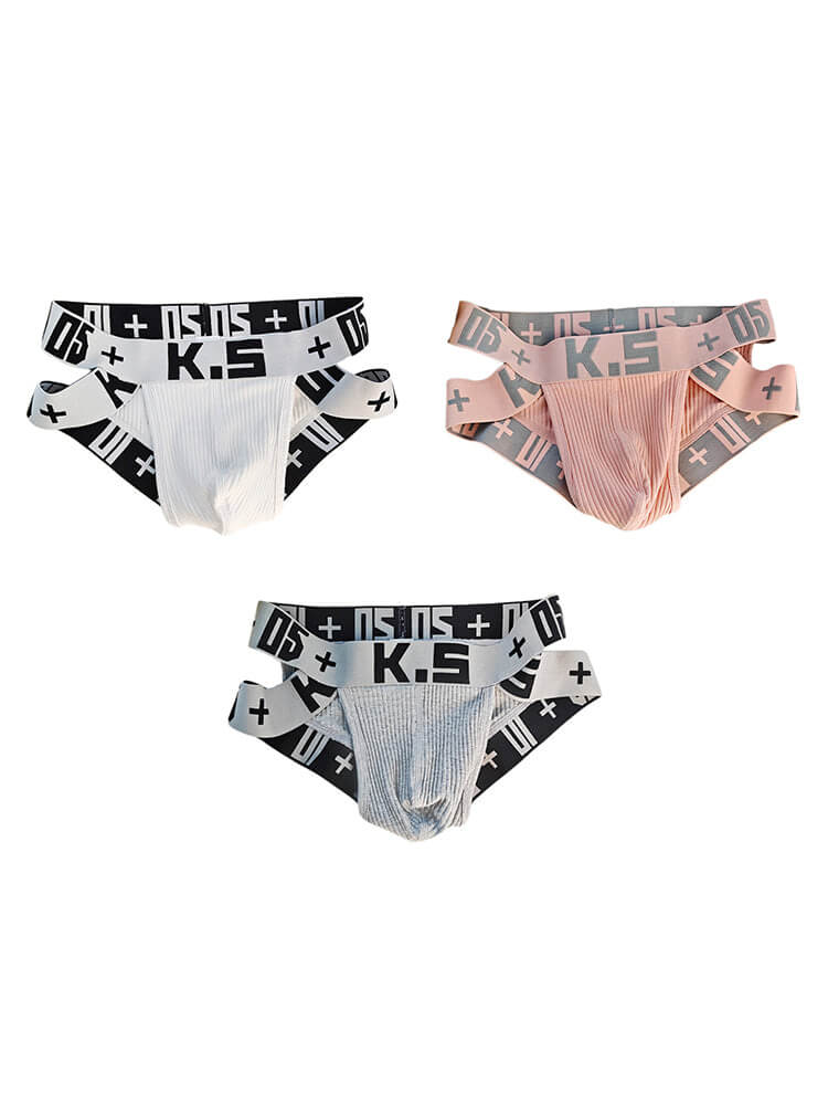 Men's Sexy High-Cut Ribbed Cotton Athletic Briefs