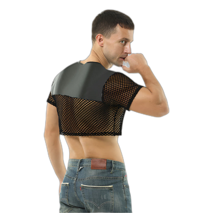 Leather Cropped Mesh Top