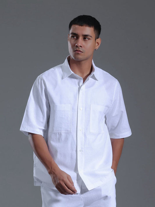 Men's Casual Cotton-Linen Mid-Sleeve Shirt