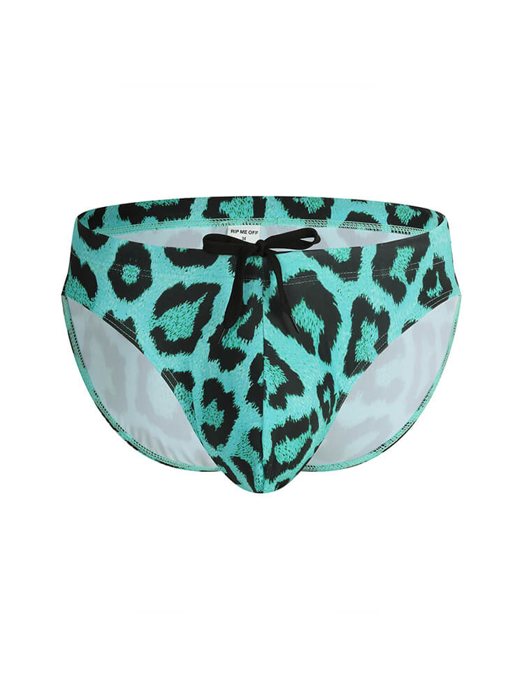 Men's Sexy Elastic Leopard Print Swim Briefs