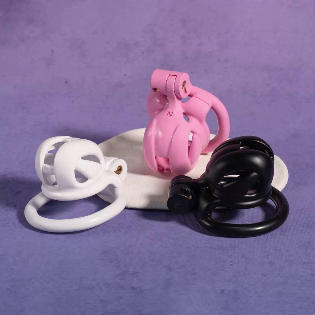 Mini Cobra N Male Chastity Cage with Lock & 4 Rings – Resin Virginity Device for Men