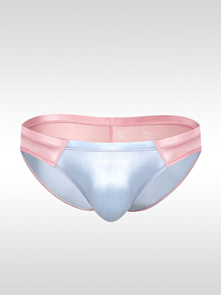 Men's Sexy Low-Rise Satin Colorblock Briefs