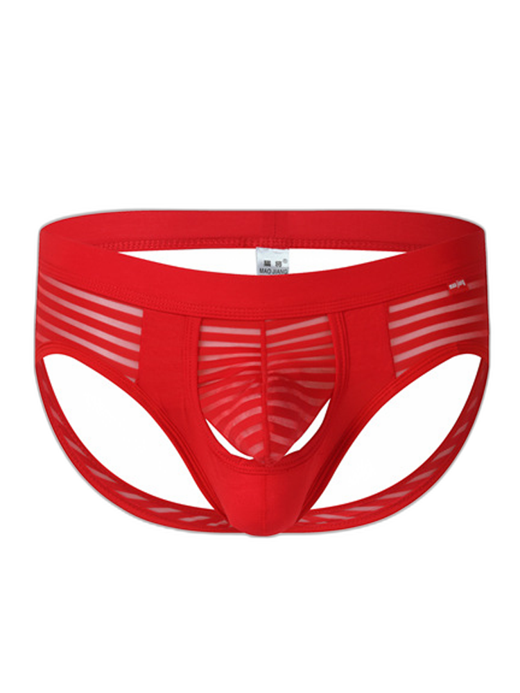 Men’s Sexy Striped Hollow Jockstrap With Separate Pouch