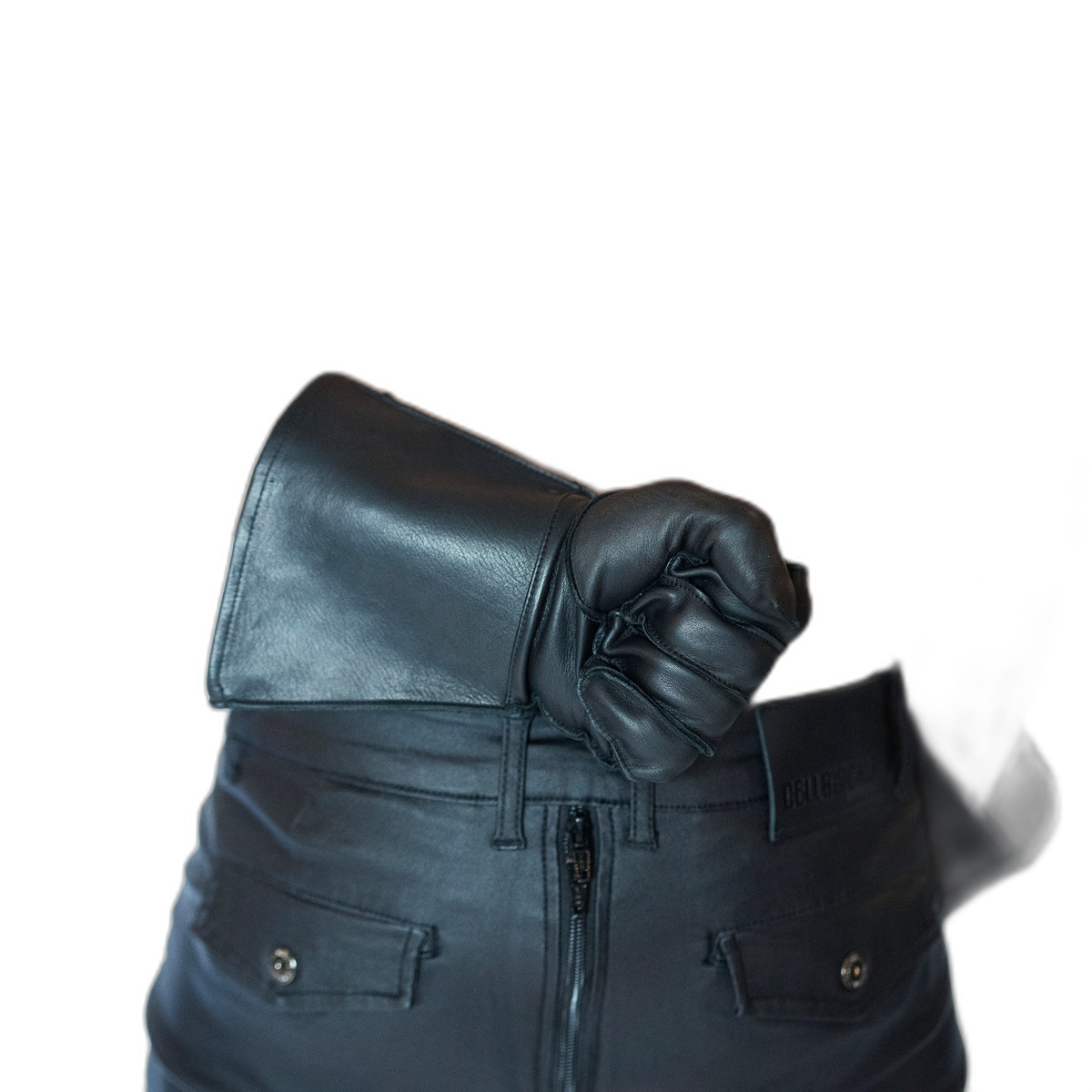 ruff GEAR Leather Gauntlet Motorcycle Gloves Black