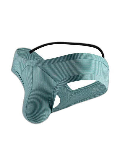 2 Pack Men's Low Rise Back Hollow 3D U-convex Large Pouch T-Back Briefs