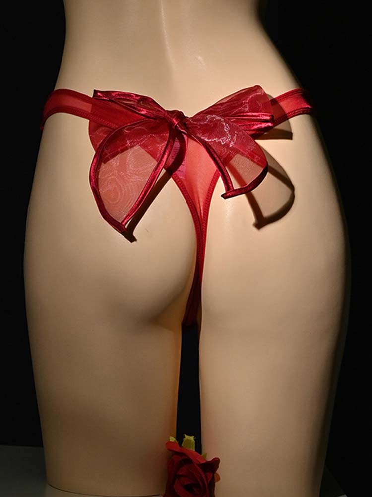 Men's Sexy Transparent Hip Bow Wrapped Egg Thong