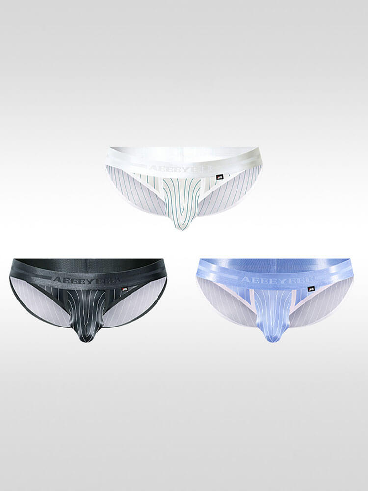Men's Sexy Low-Rise High-Cut Striped Briefs