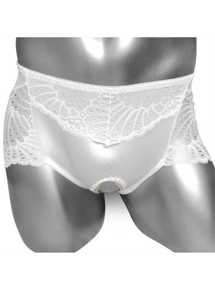 Men's Ultrathin Lace Open Crotch Briefs