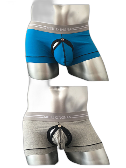 2 Pack Men's Detachable Pouch Breathable Boxer Briefs