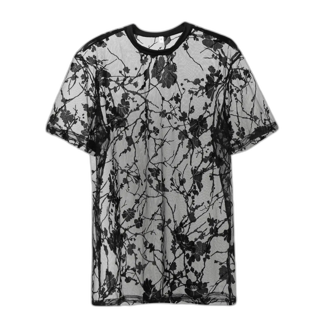 Mesh Floral Short Sleeve T-shirt