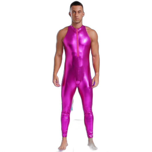 Power Pose Metallic Disco Men's Bodysuit