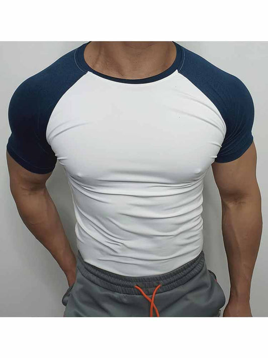 Men's Colorblock Slim Crew Neck Sports T-Shirt