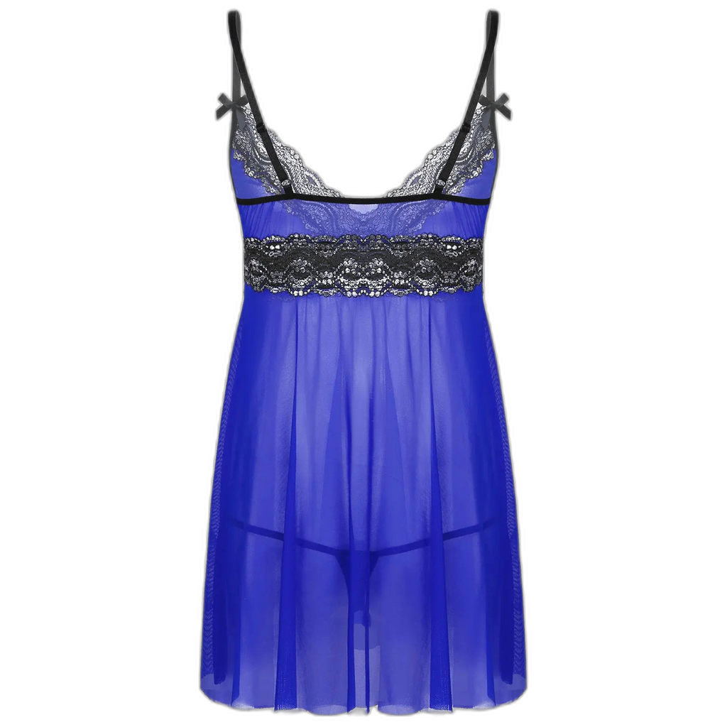 Mesh Floral Lace Sissy Mini Nightgown Set