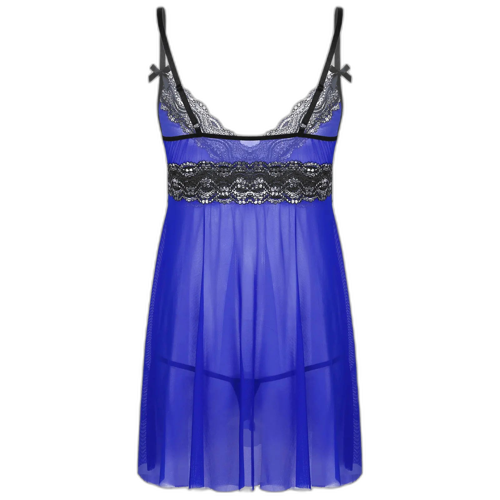 Mesh Floral Lace Sissy Mini Nightgown Set