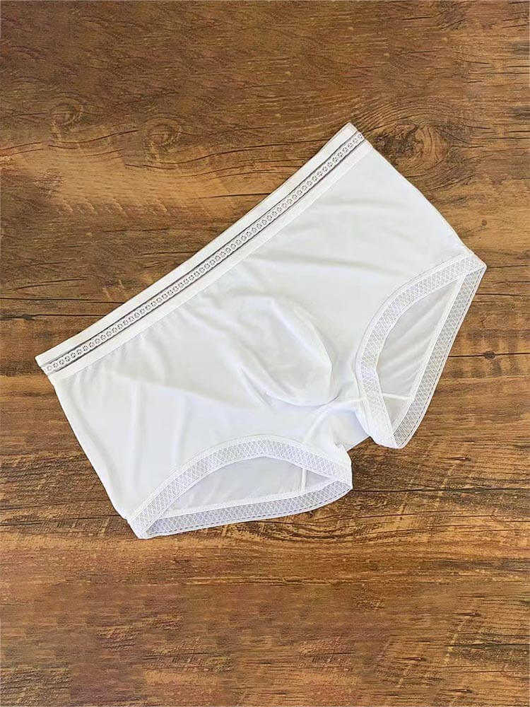 Men's Sexy Lace Thin Low-Rise Elastic Boxer Briefs