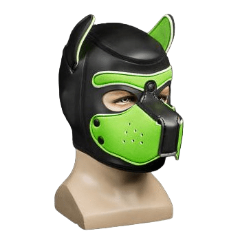 Mr S Leather NEOPRENE Puppy Hood | Black & Lime Green