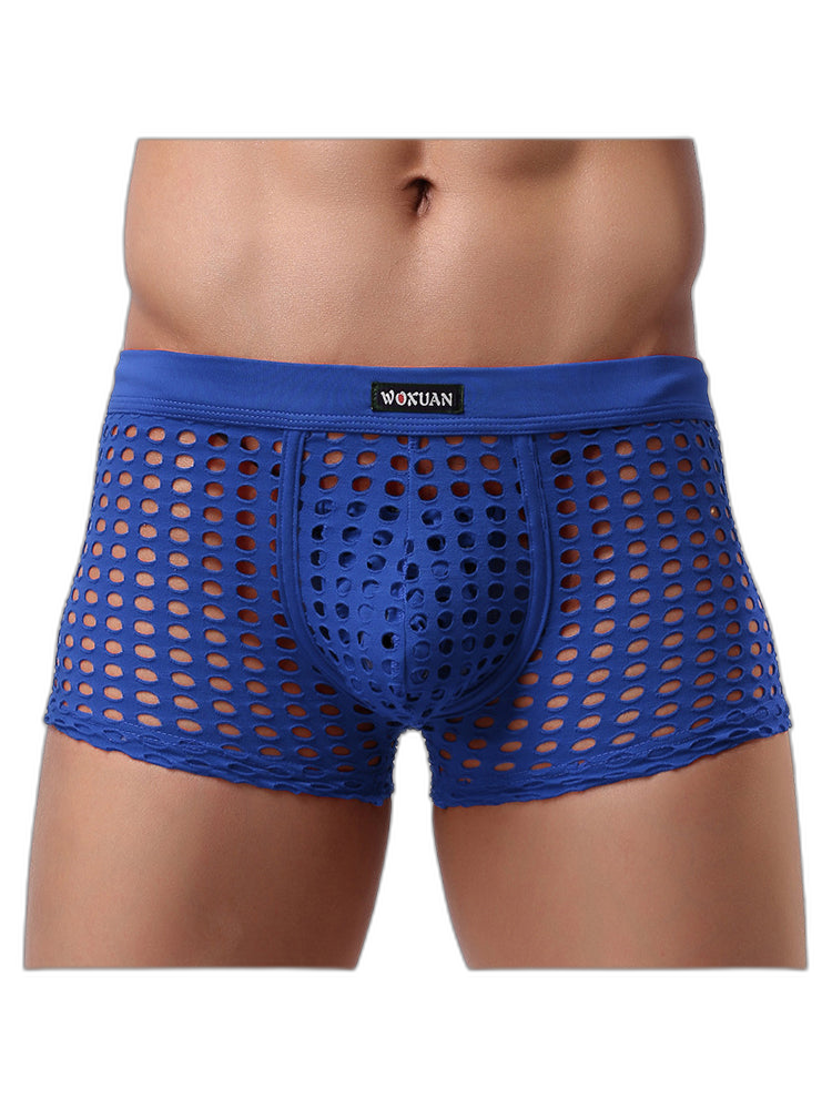 2 Pack Men's Hollow Mesh Sexy Trendy Moisture-Wicking Trunks
