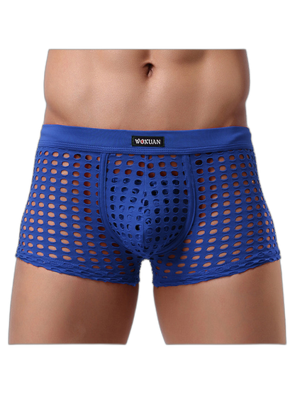 2 Pack Men's Hollow Mesh Sexy Trendy Moisture-Wicking Trunks