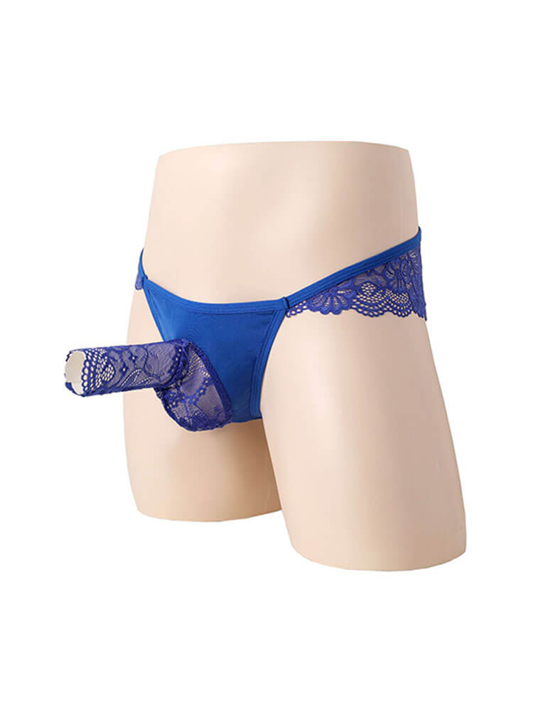 Men's Sexy Low-Rise Lace See-Through Briefs