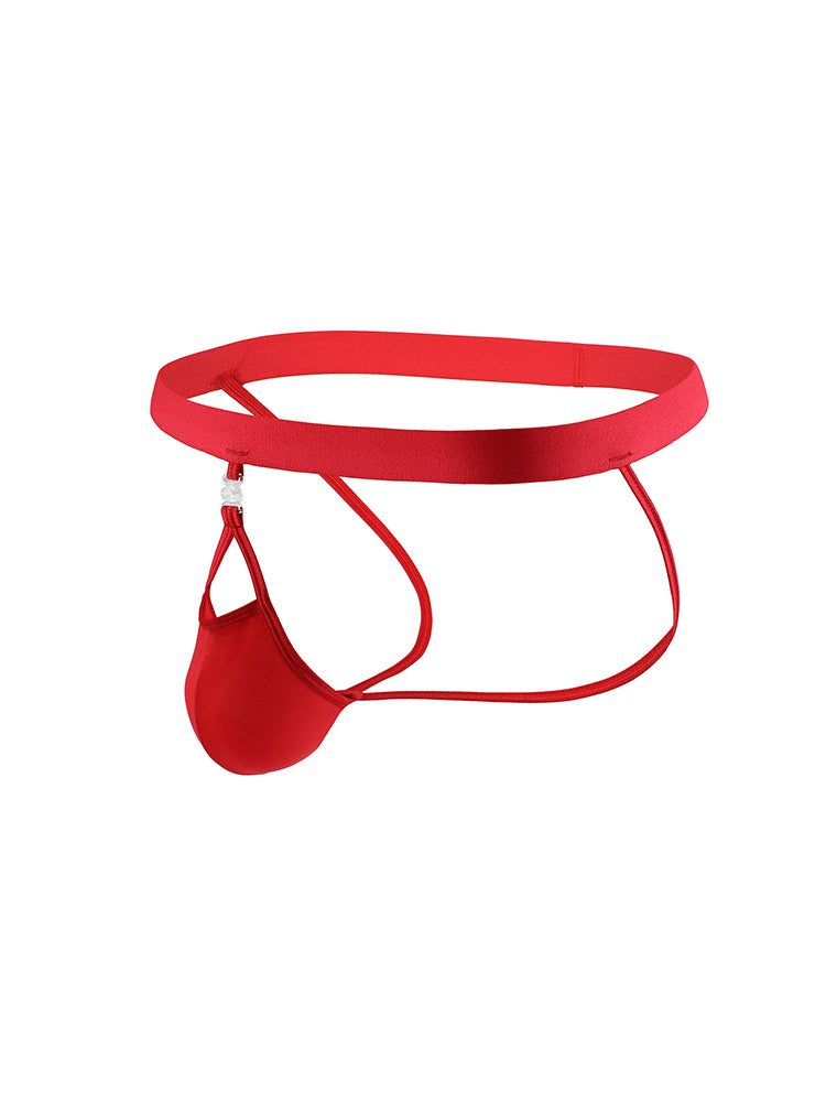 Men's Ice Silk Back Empty Detachable Pouch Thong