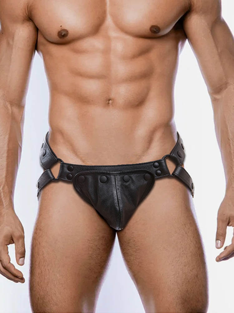 Men's Sexy Low-Rise First-Grain Cowhide Thong