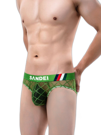 3 Pack Men's Low-Rise Lace Sexy Mesh Briefs And Thongs