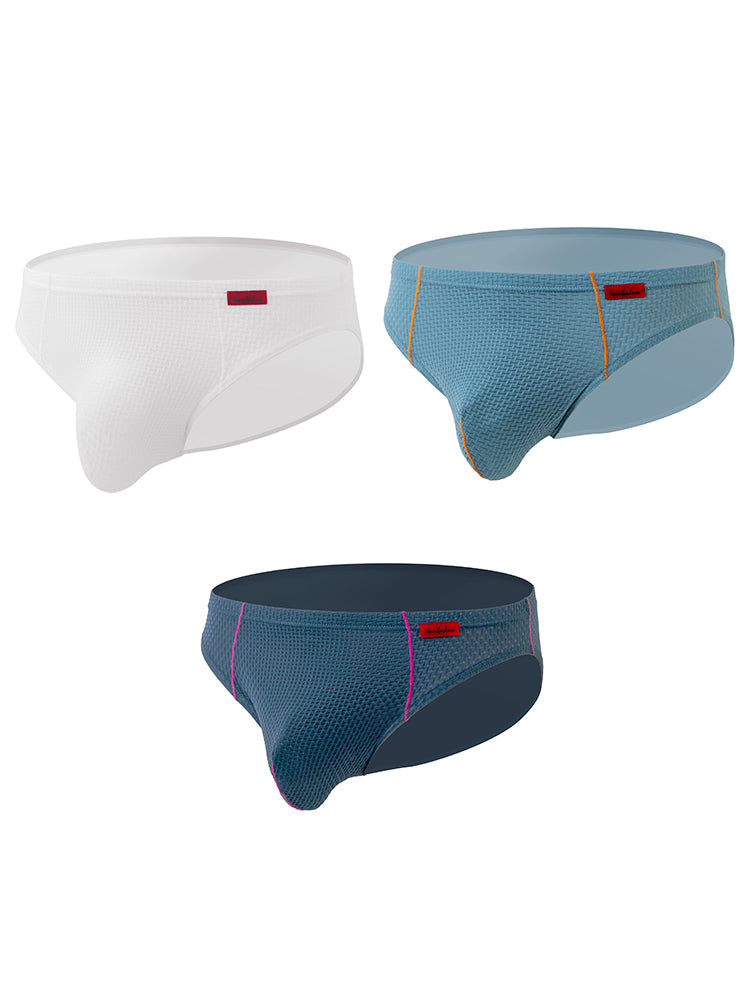 3 Pack Men's Nylon Plaid Lift Hip Briefs Triangle Briefs