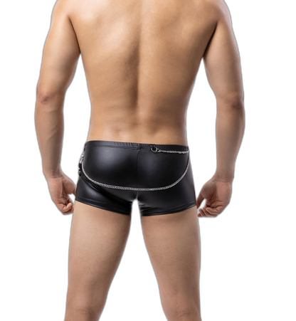Leather Boxer Briefs with Collar & Leash Set