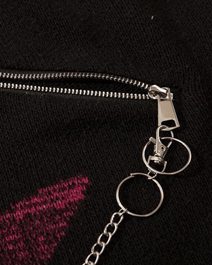 Punk Star Chain Distressed Knit Sweater
