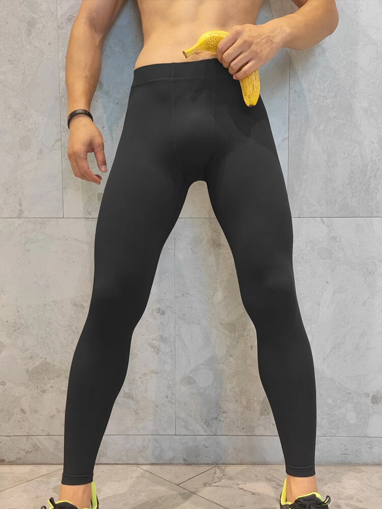 Men's Solid-Color Quick-Dry Athletic Tight Pants