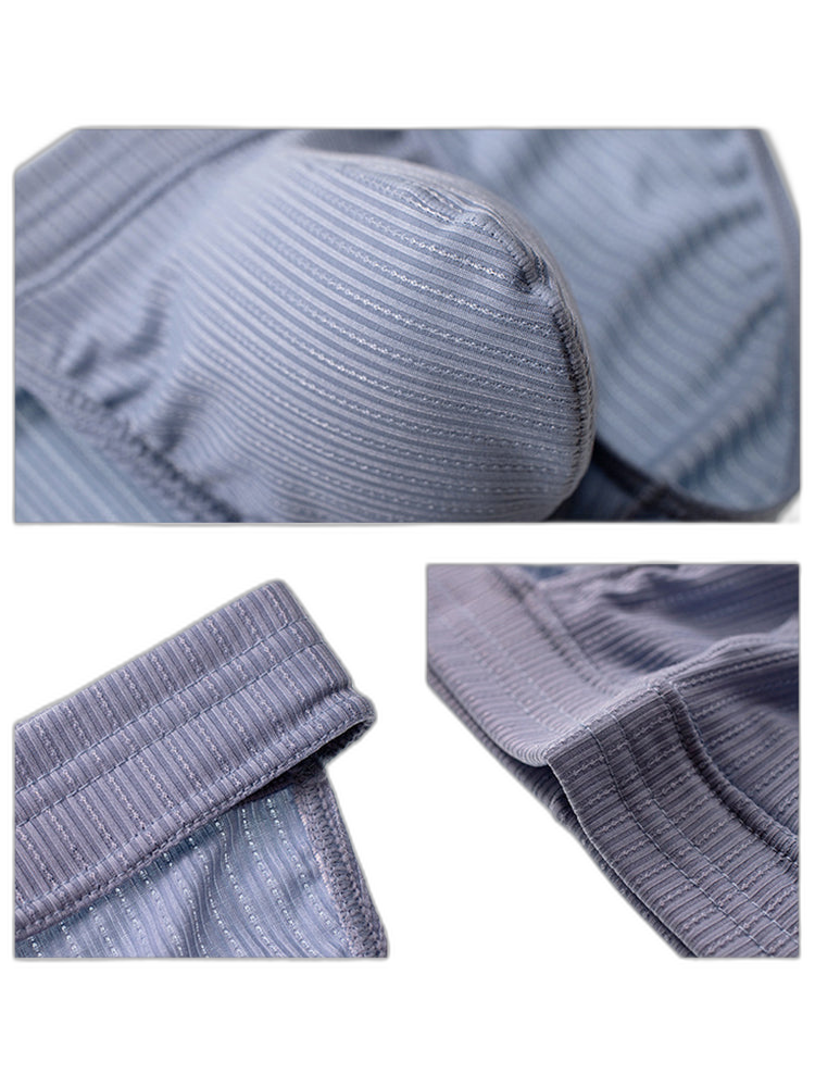 3 Pack Men's Threaded Fabric Briefs with U Convex Pouch