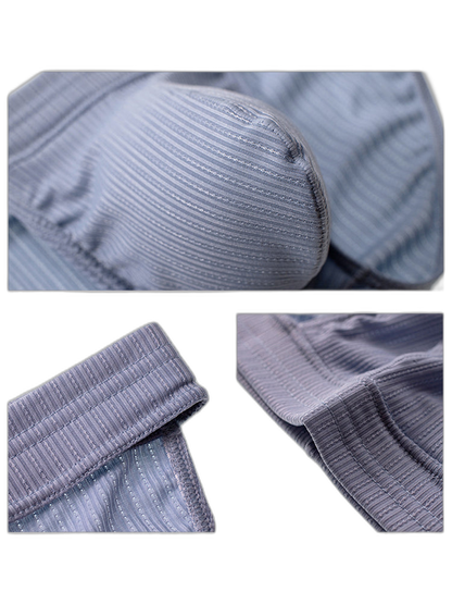 3 Pack Men's Threaded Fabric Briefs with U Convex Pouch