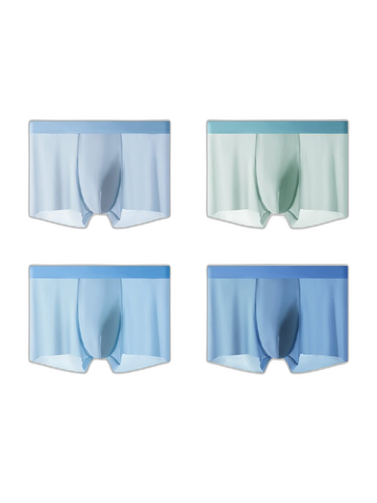 4-Pack Men's Stretch Fit Anti-Odor Seamless Ice Silk Trunks