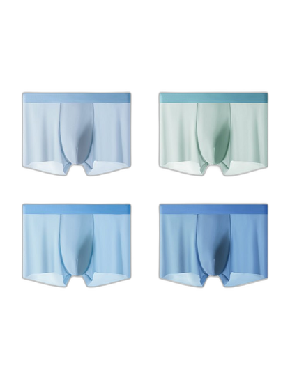 4-Pack Men's Stretch Fit Anti-Odor Seamless Ice Silk Trunks