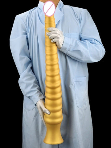 Huge Gold Spiral Silicone Suction Cup Dildo Plug