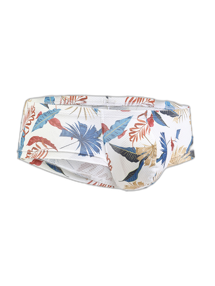 Men's Sexy Botanical Printed Mesh Underwear