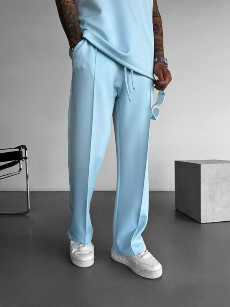 Men's Casual Solid Color Knitted Straight Pants