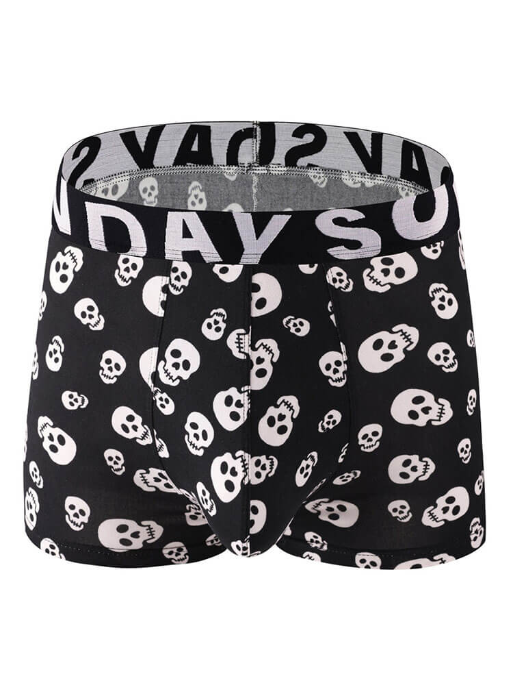 Men's Sexy Wide Waistband Skull-Print Briefs