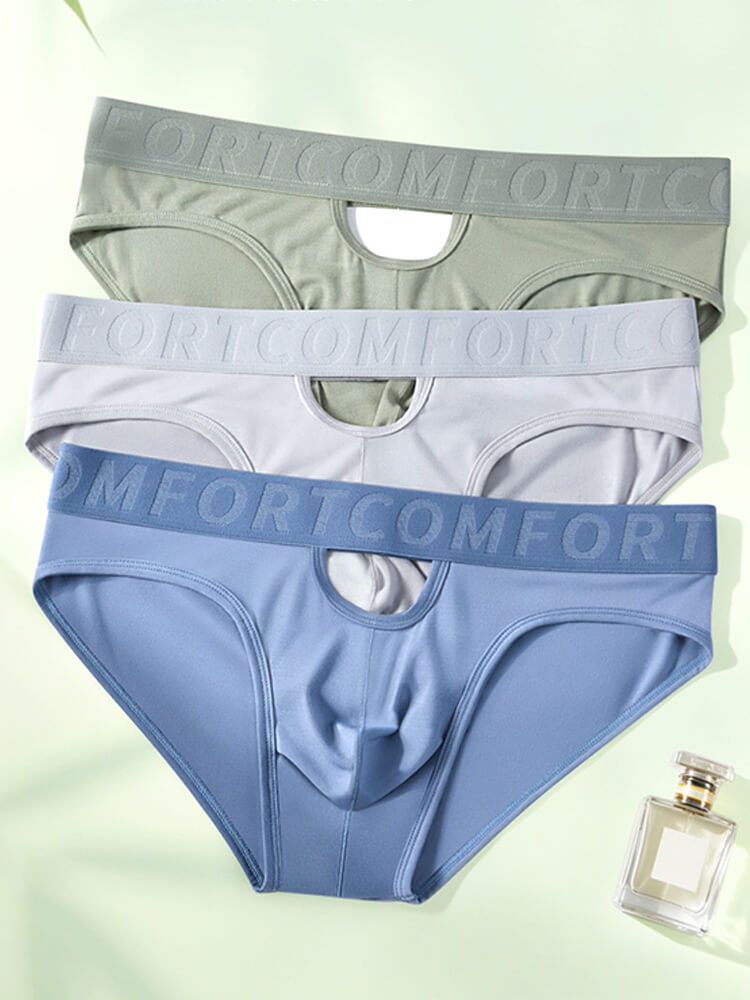 Men's Solid Color Cutout Bamboo Fiber Thin Briefs